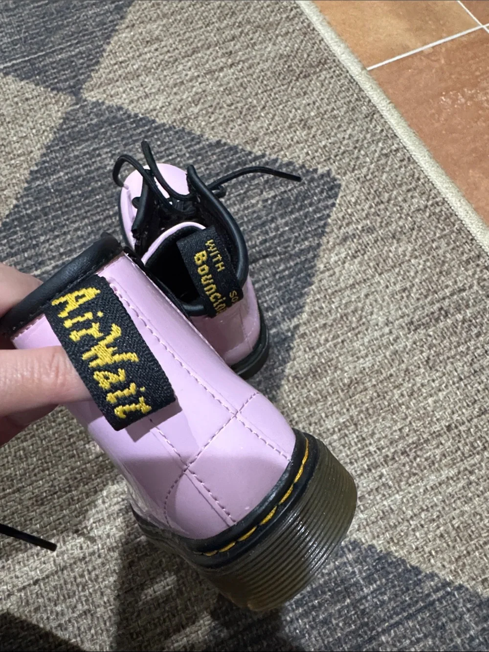 Dr. Martens Pink Patent Lace-Up Combat toddler Boots
